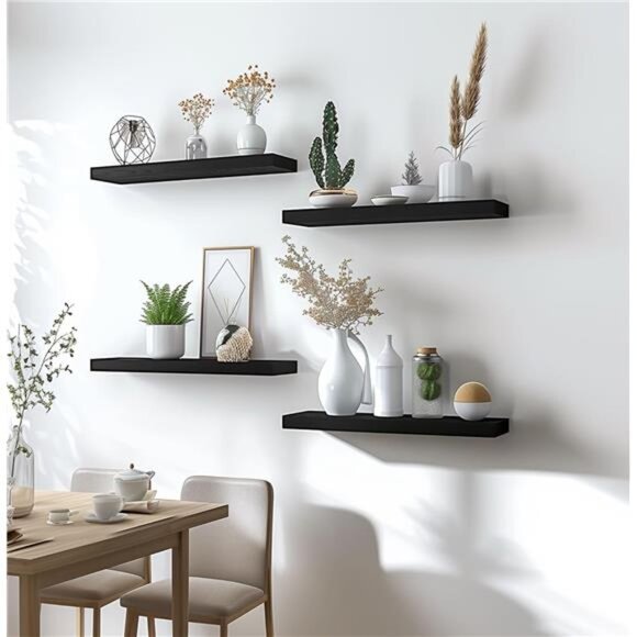 Wood Floating Shelves for Wall Decor, Rustic Wall Shelves for Bedroom Bathroom - Picture 6 of 8